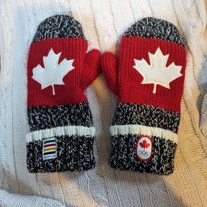 Canada Olympic  Hudson's Bay Mittens Maple Leaf Red Adult